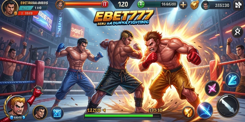 Tampilan gameplay intens dari EBET777 dalam pertarungan yang spektakuler.