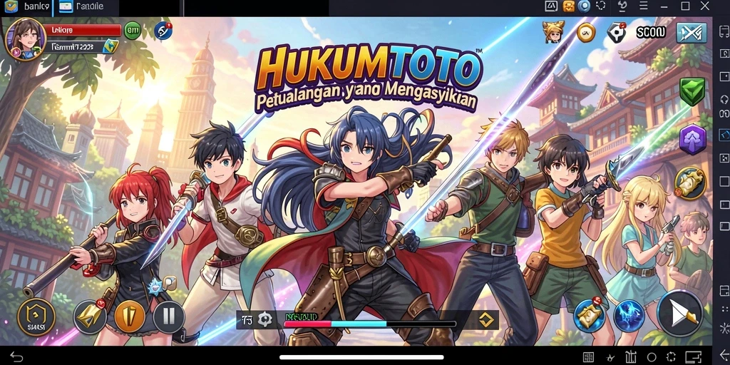 Tangkapan layar gameplay HUKUMTOTO dengan aksi seru dan karakter anime.