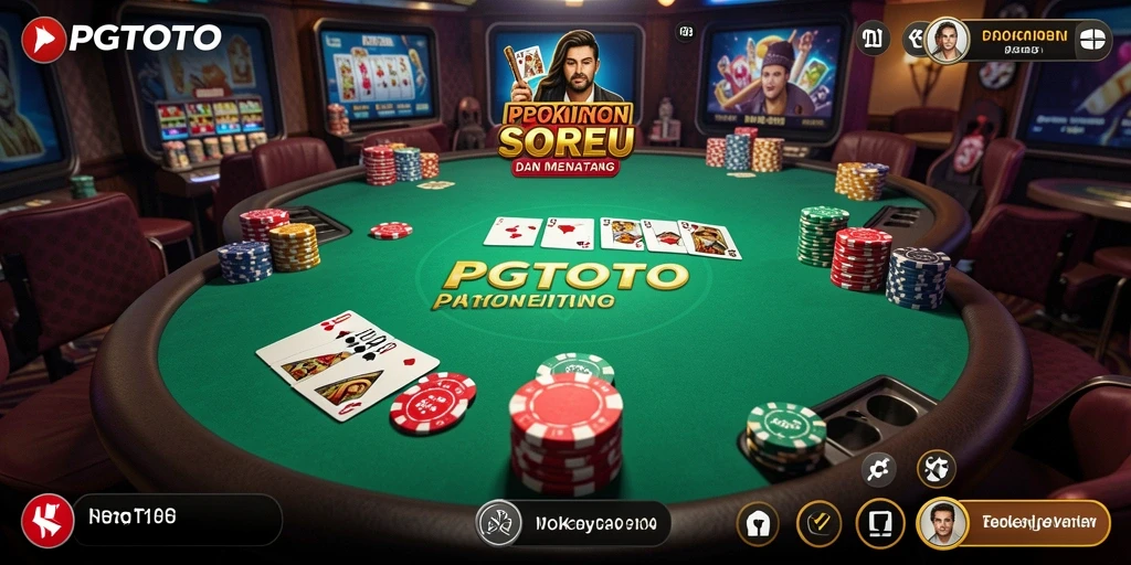 Screenshot gameplay PGTOTO menampilkan pemain yang berkompetisi dalam permainan poker.